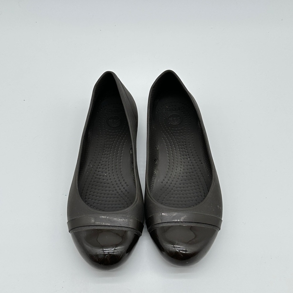 Crocs Ballet Flats Womens Size 8 Brown Cap Toe Comfort Casual Slip On Shoes - Picture 5 of 10